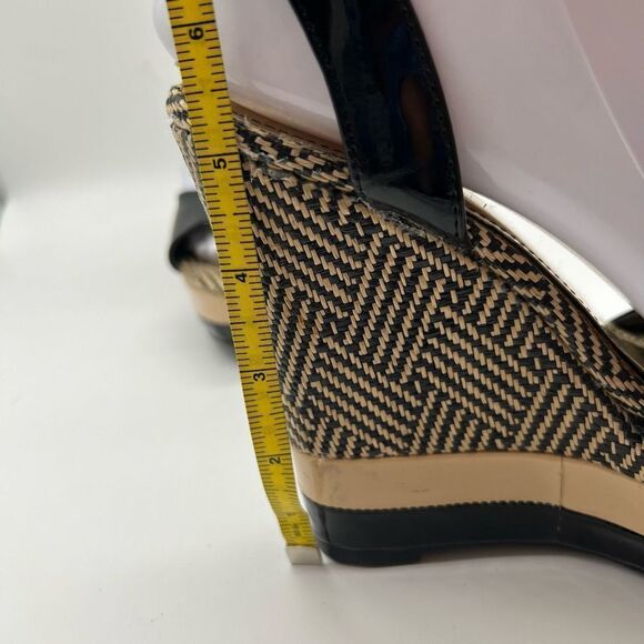 Bamboo Raffia Look Wedge Platform Sandals - Picture 3 of 11